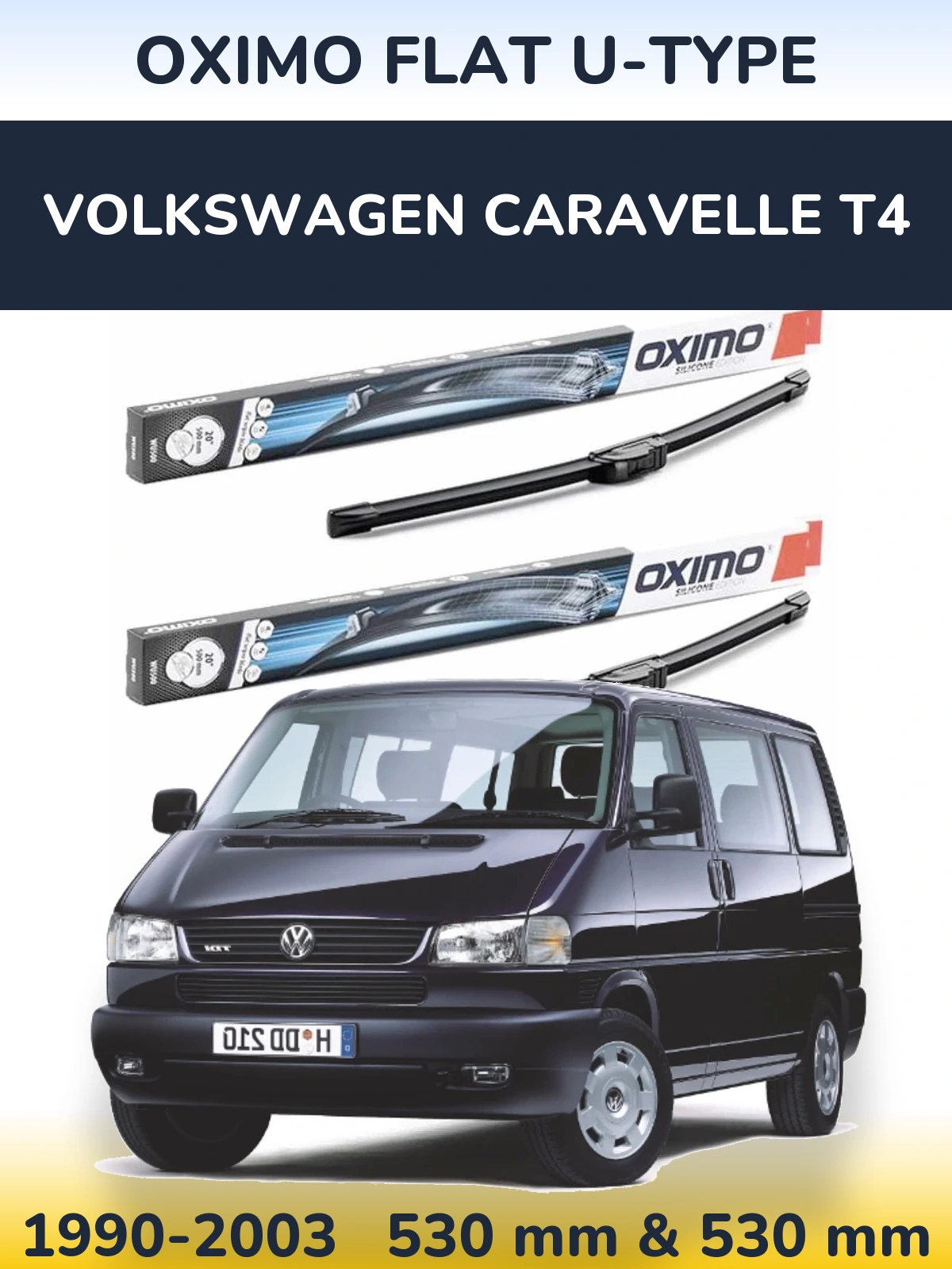 Komplet przednich wycieraczek Oximo Flat U-type 530 & 530 mm do Volkswagen Caravelle T4 1990-2003