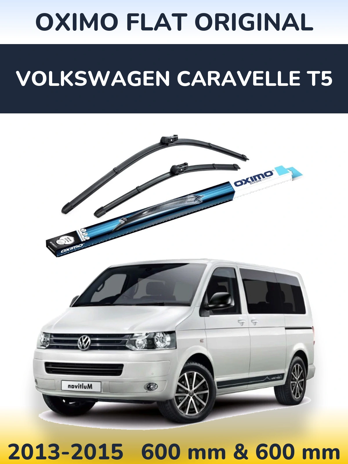 Комплект передних дворников Oximo Flat Original 600 & 600 мм для Volkswagen Caravelle T5 2013-2015