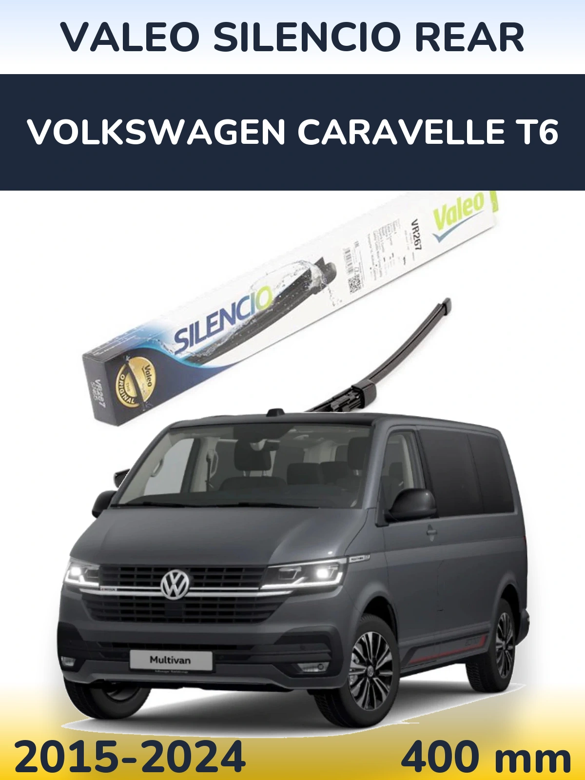 Rear wiper blade Valeo Silencio Rear 400 mm for Volkswagen Caravelle T6 2015-2024
