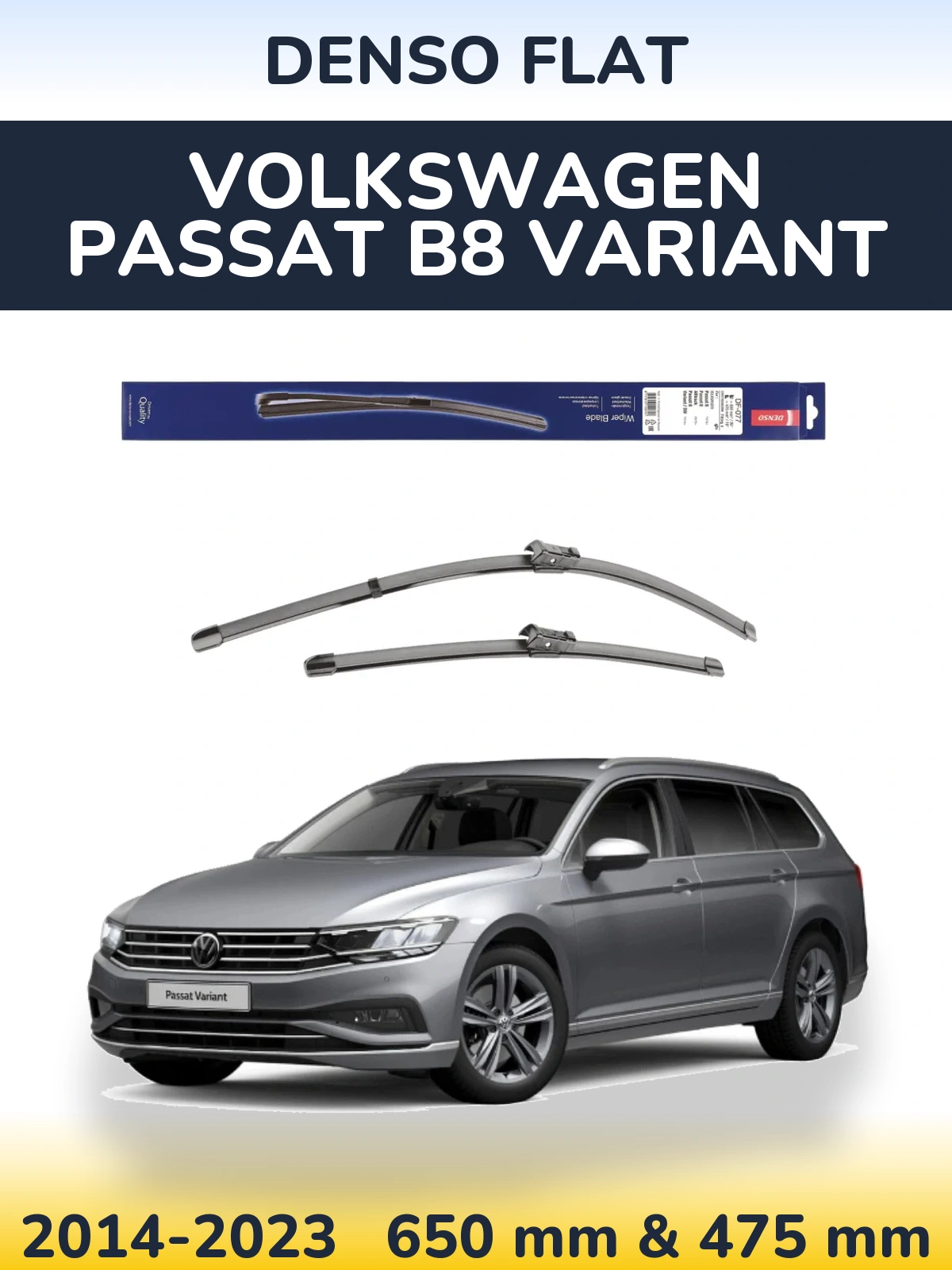 Komplet przednich wycieraczek Denso Flat 650 & 475 mm do Volkswagen Passat B8 Variant 2014-2023