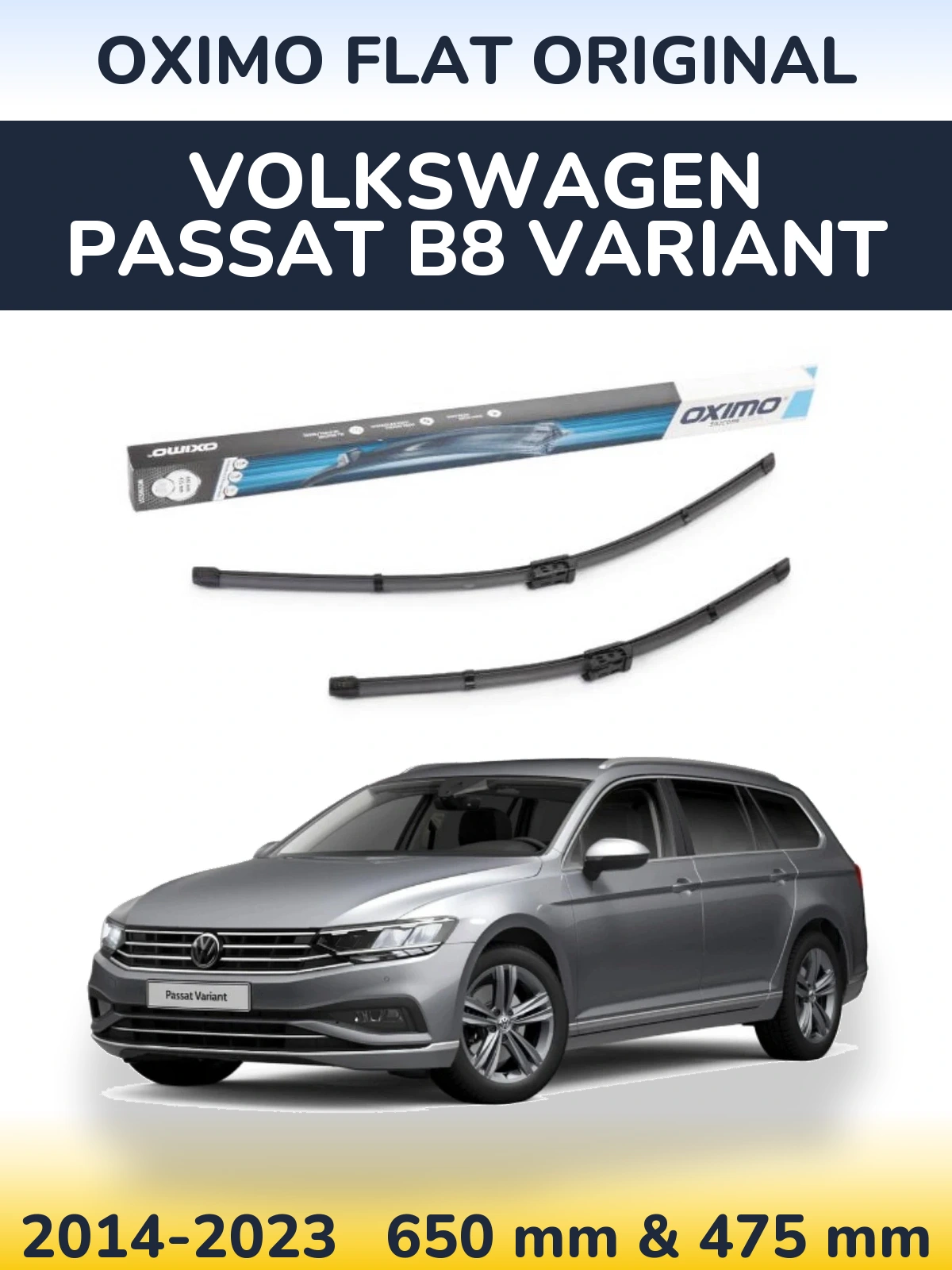 Komplet przednich wycieraczek Oximo Flat Original 650 & 475 mm do Volkswagen Passat B8 Variant 2014-2023