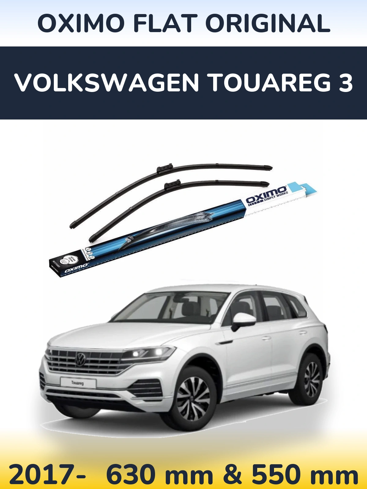 Komplet przednich wycieraczek Oximo Flat Original 630 & 550 mm do Volkswagen Touareg 3 2017-2026
