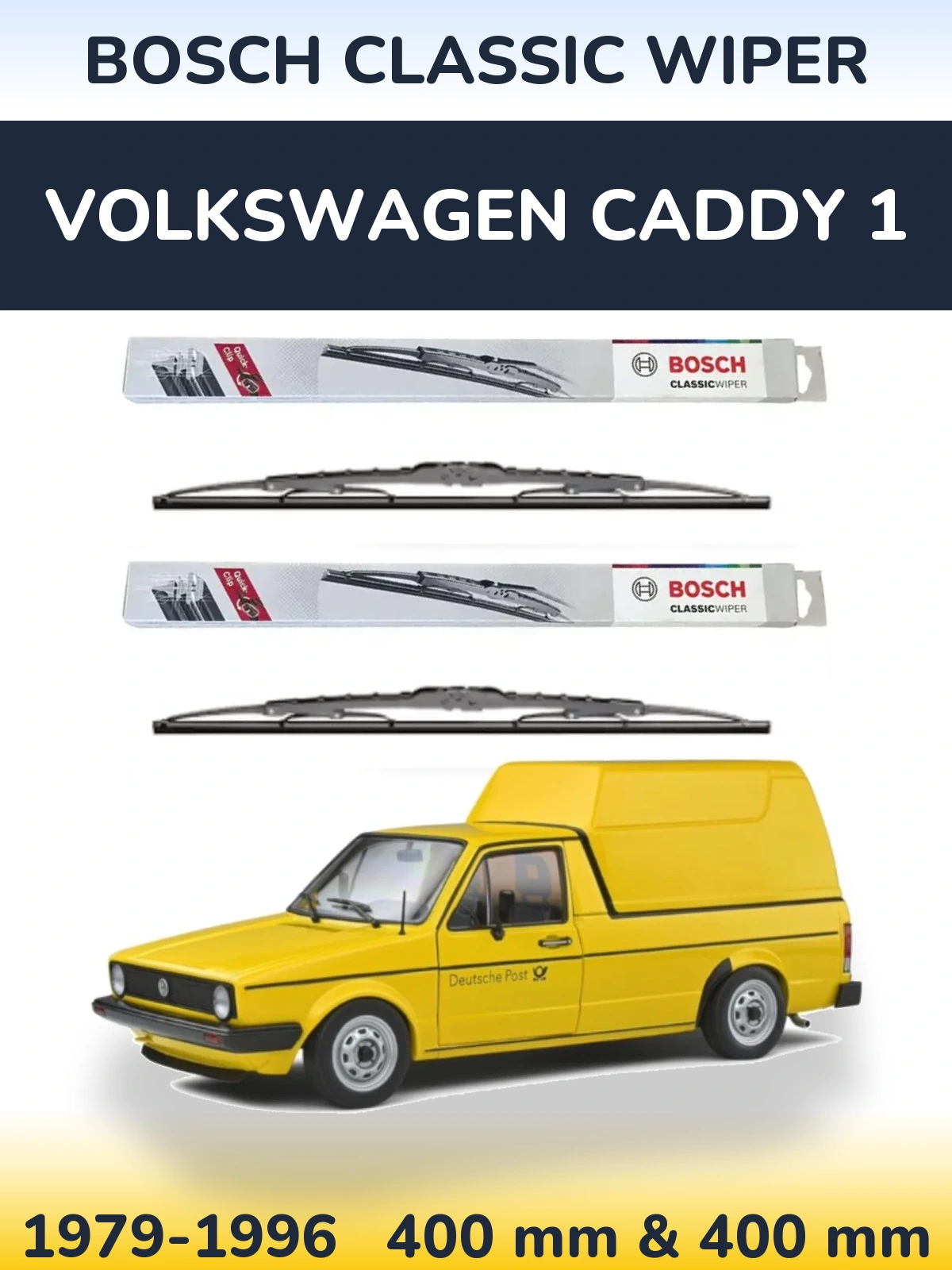Komplet przednich wycieraczek BOSCH Classic Wiper 400 & 400 mm do Volkswagen Caddy 1 1979-1996