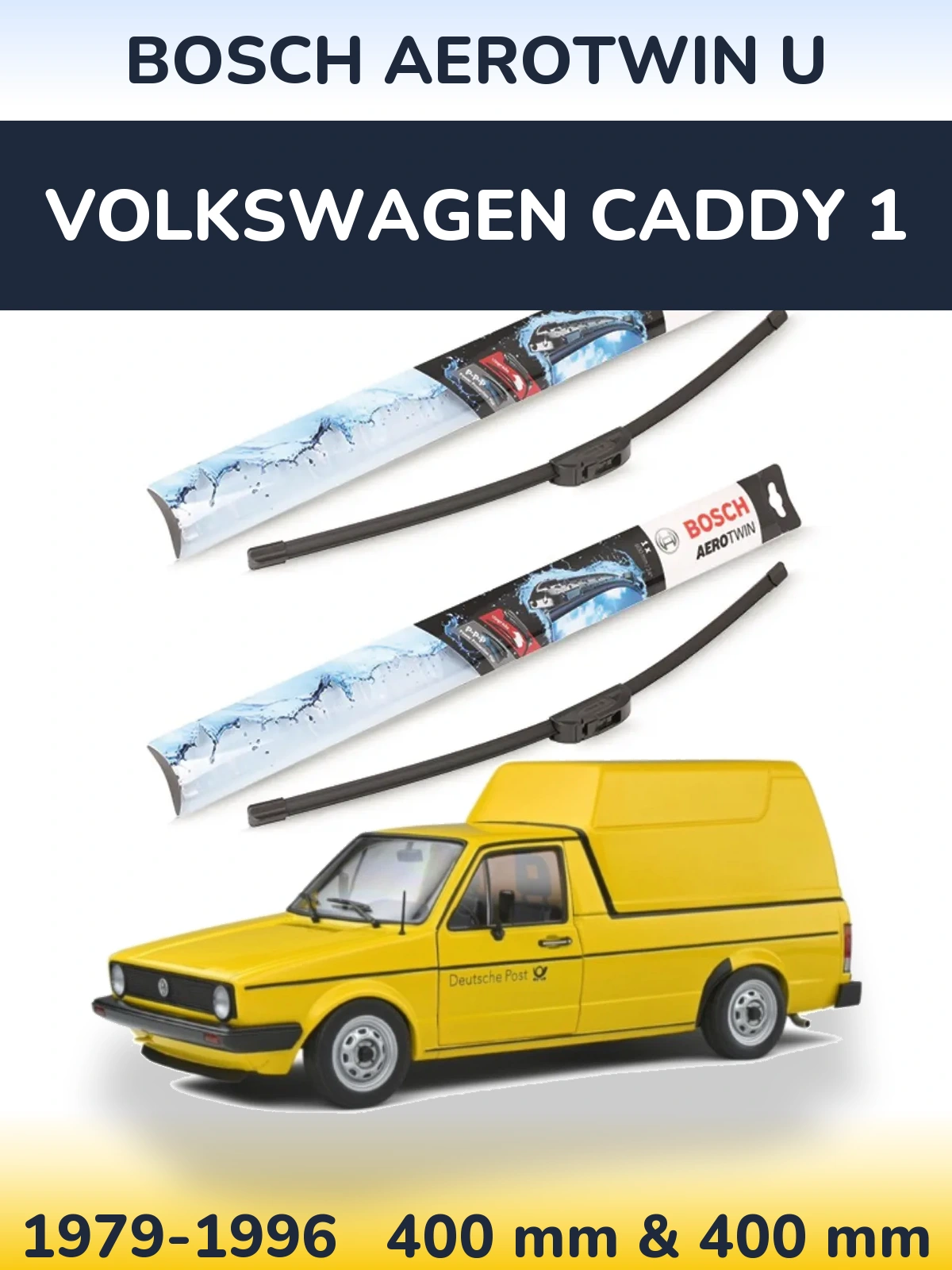 Komplet przednich wycieraczek BOSCH AeroTwin U 400 & 400 mm do Volkswagen Caddy 1 1979-1996