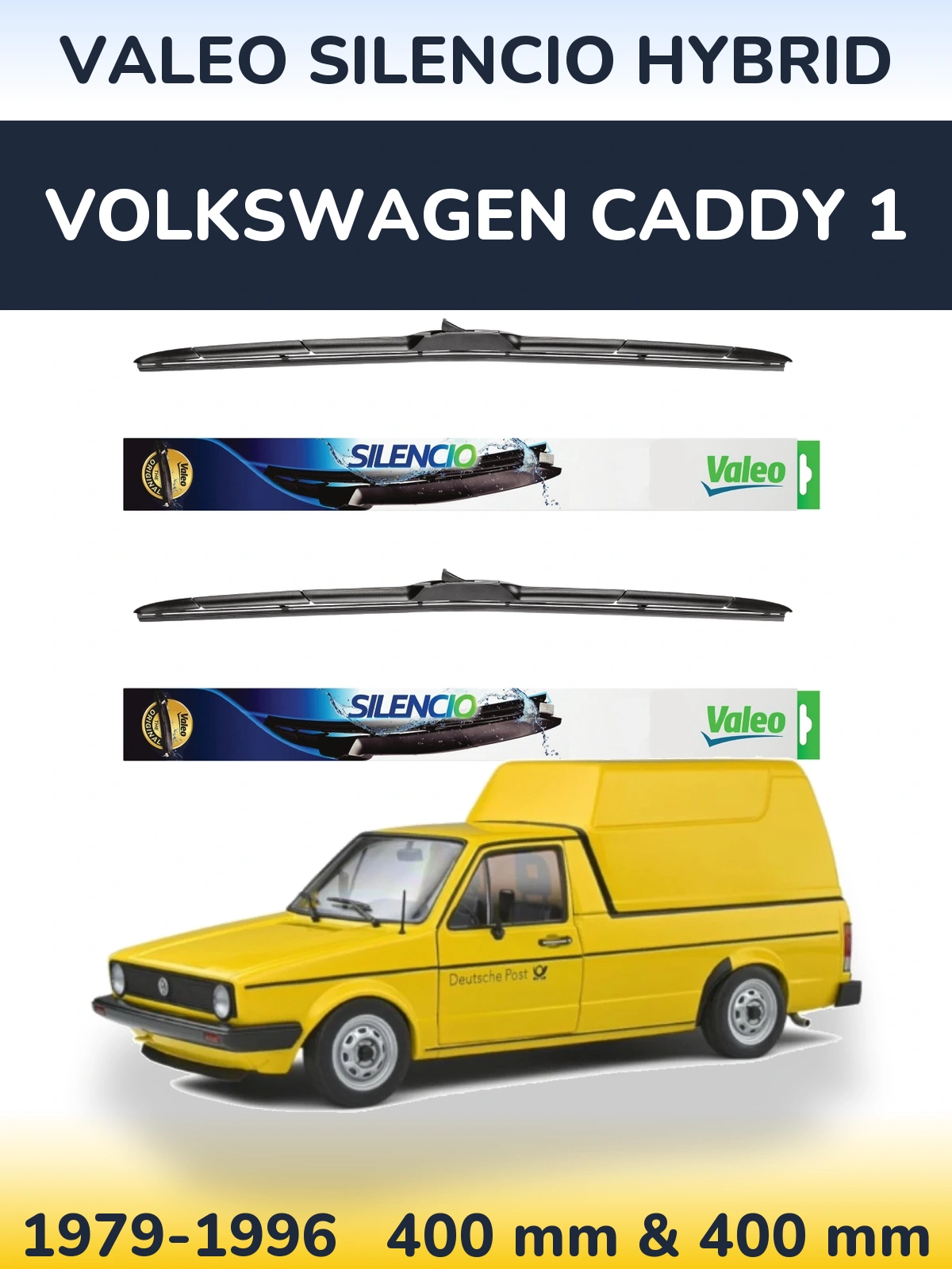 Комплект передніх щіток Valeo Silencio Hybrid 400 & 400 мм для Volkswagen Caddy 1 1979-1996