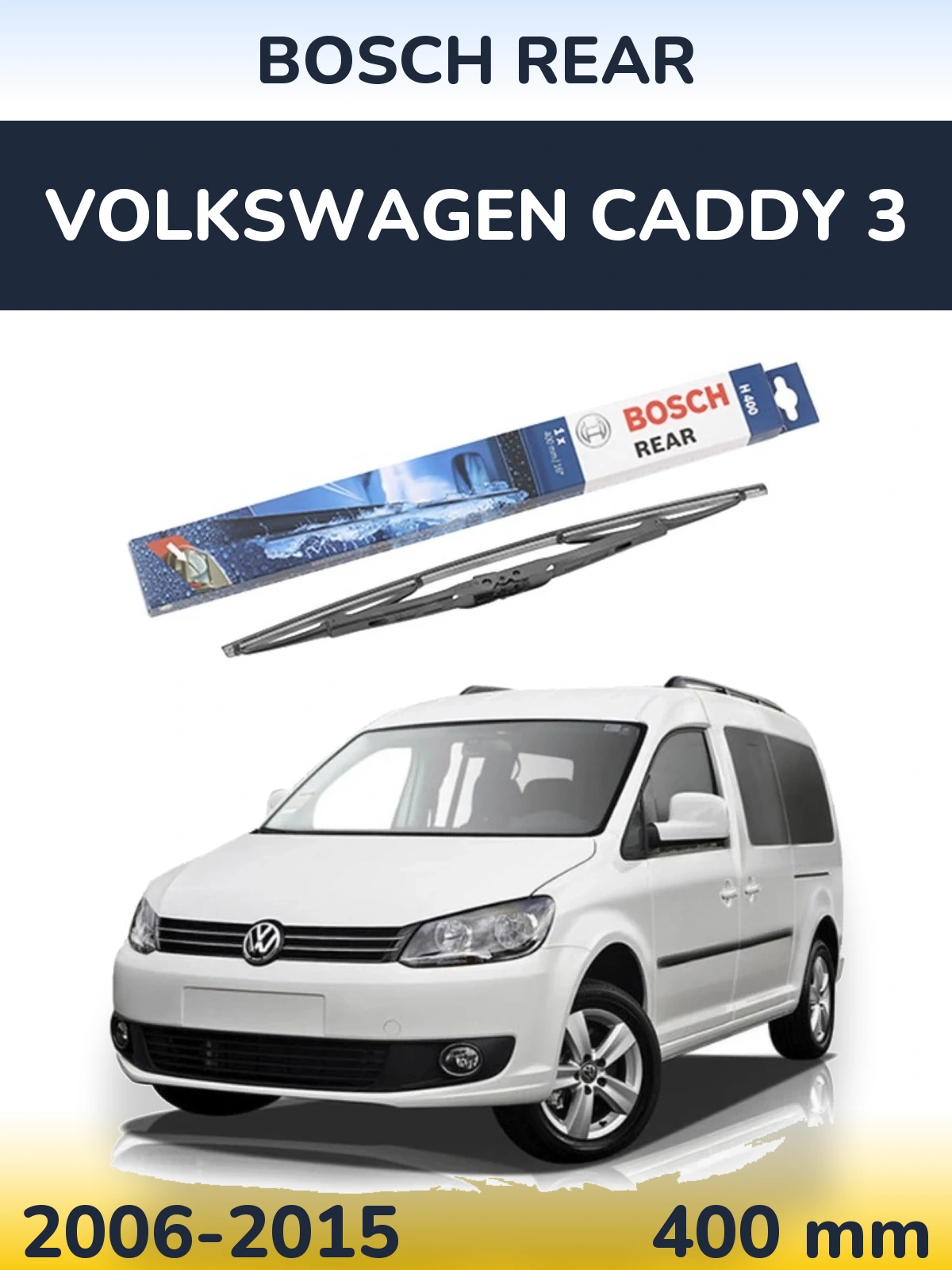 Rear wiper blade BOSCH Rear 400 mm for Volkswagen Caddy 3 2006-2015