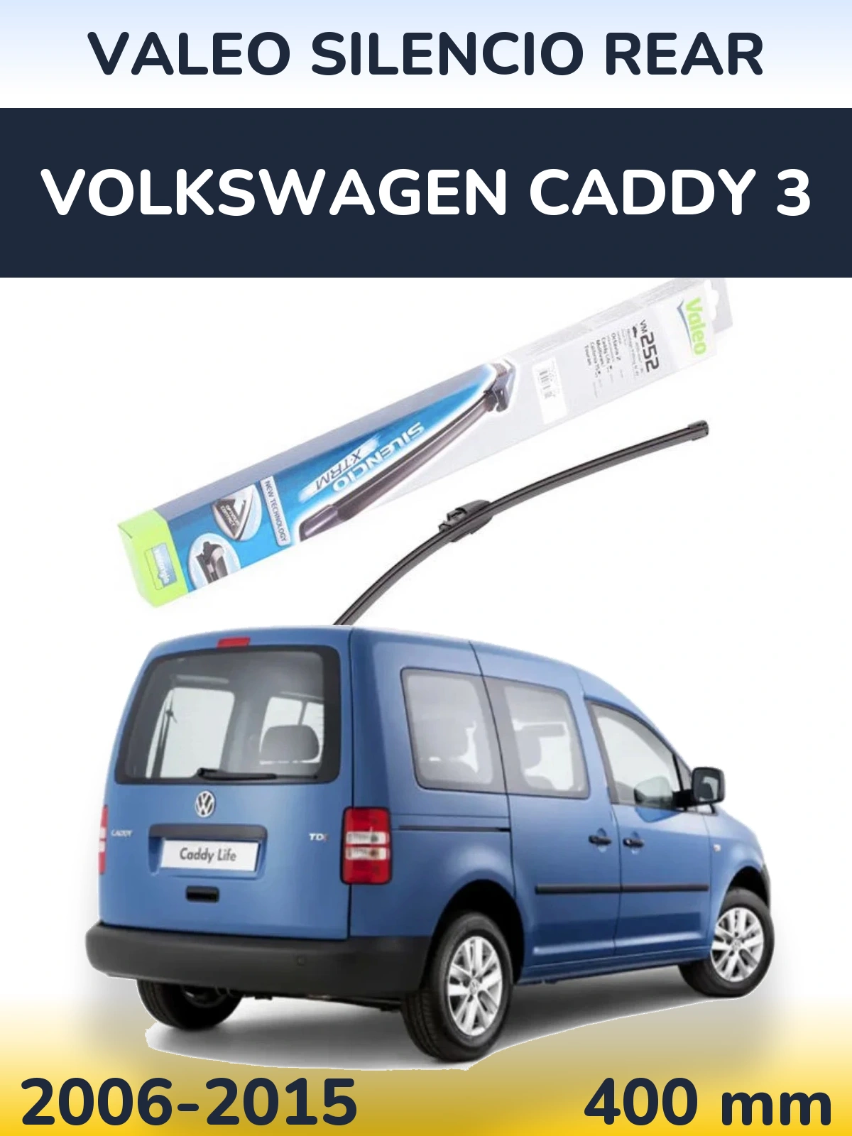 Задня щітка Valeo Silencio Rear 404 мм для Volkswagen Caddy 3 2006-2015