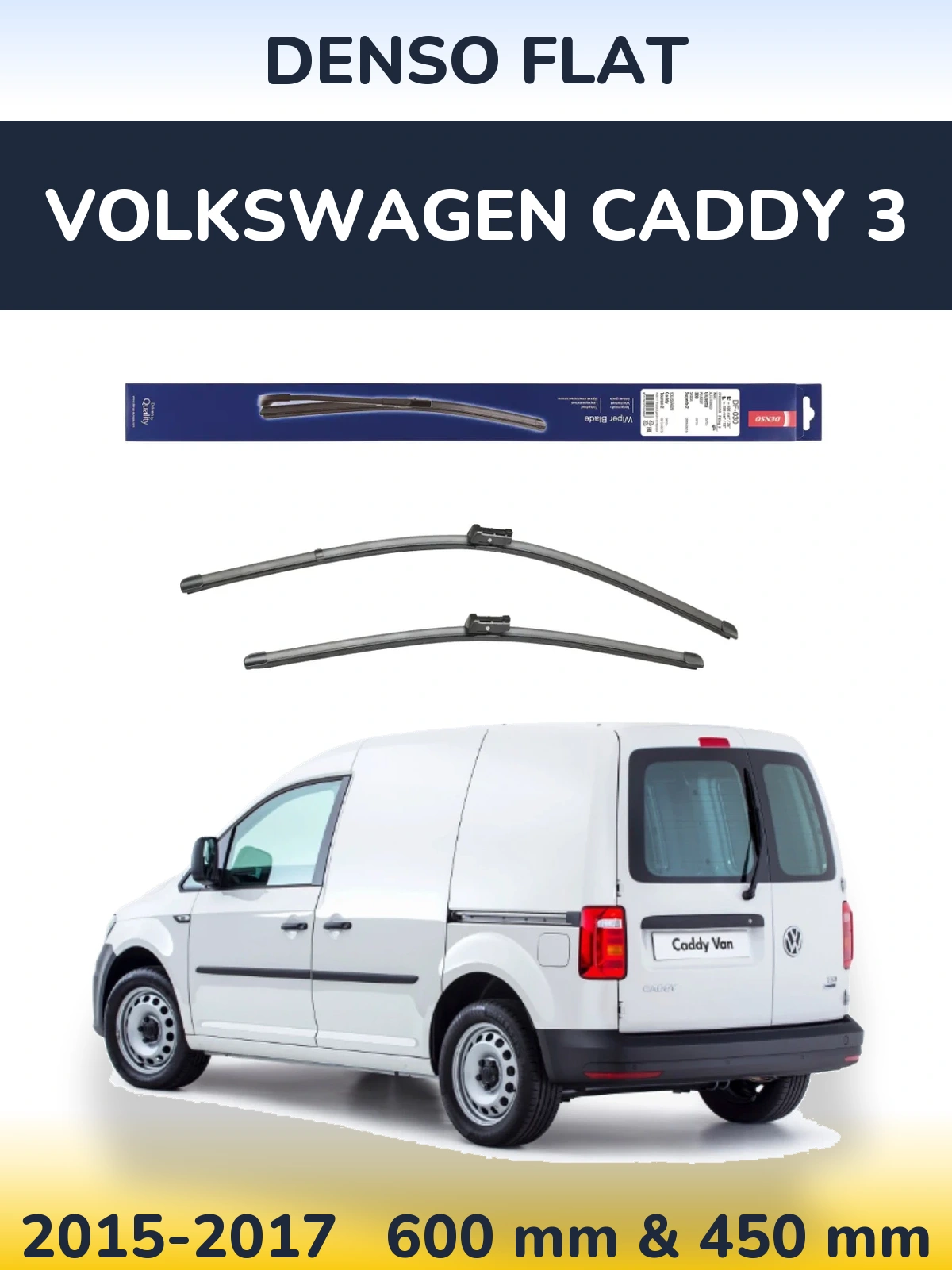 Комплект передніх щіток Denso Flat 600 & 450 мм для Volkswagen Caddy 3 2015-2017