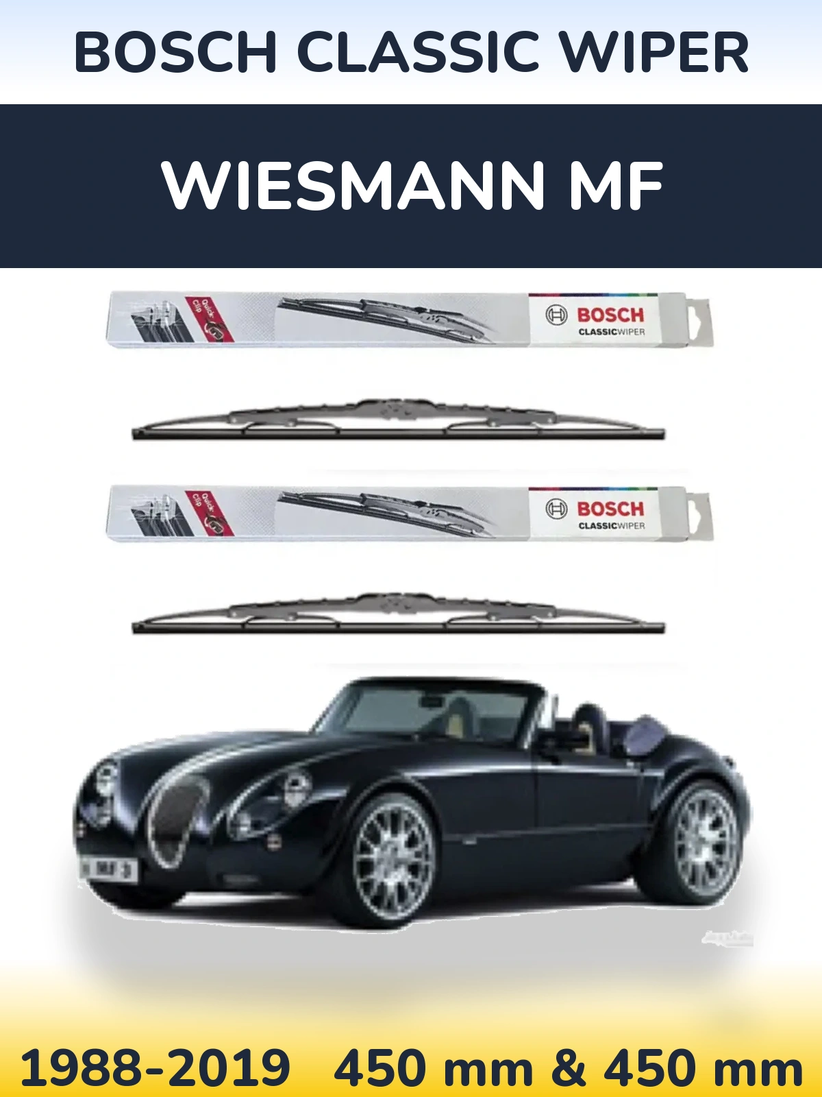 Комплект передніх щіток BOSCH Classic Wiper 450 & 450 мм для Wiesmann MF 1988-2019