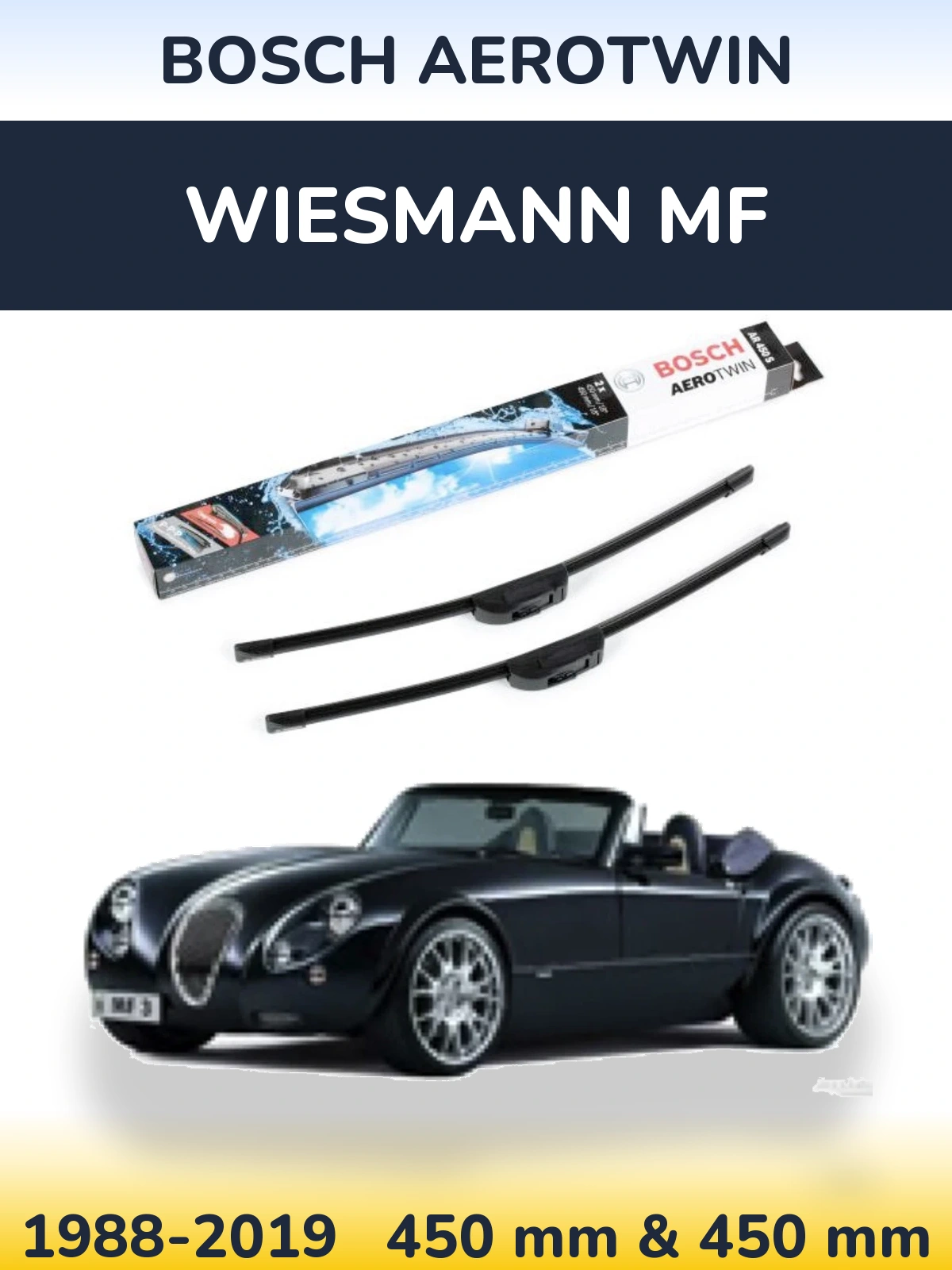Комплект передніх щіток BOSCH AeroTwin 450 & 450 мм для Wiesmann MF 1988-2019