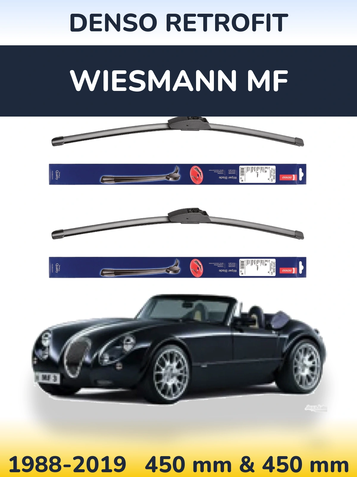 Komplet przednich wycieraczek Denso Retrofit 450 & 450 mm do Wiesmann MF 1988-2019
