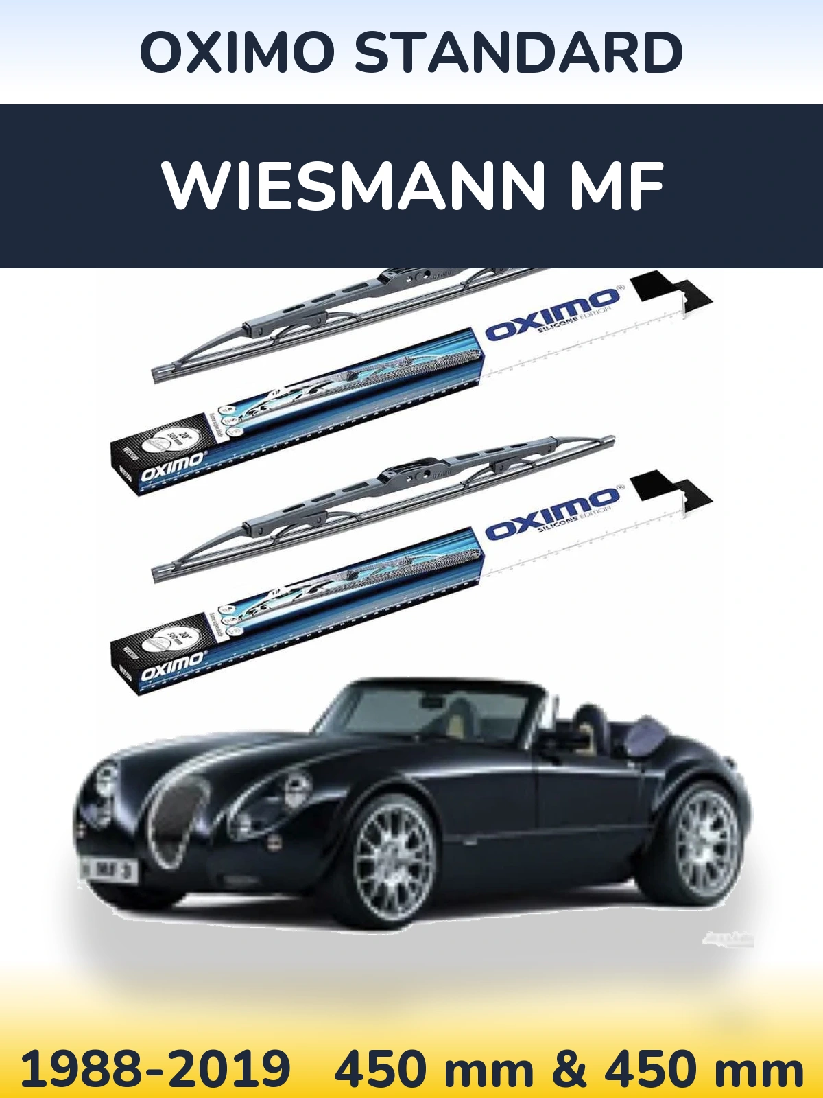Front wiper blade set Oximo Standard 450 & 450 mm for Wiesmann MF 1988-2019