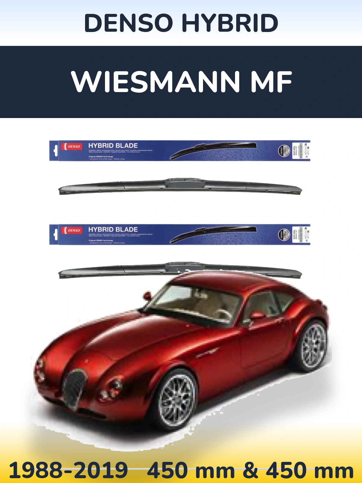 Komplet przednich wycieraczek Denso Hybrid 450 & 450 mm do Wiesmann MF 1988-2019