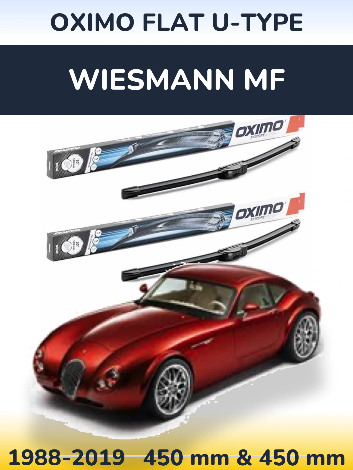 Komplet przednich wycieraczek Oximo Flat U-type 450 & 450 mm do Wiesmann MF 1988-2019