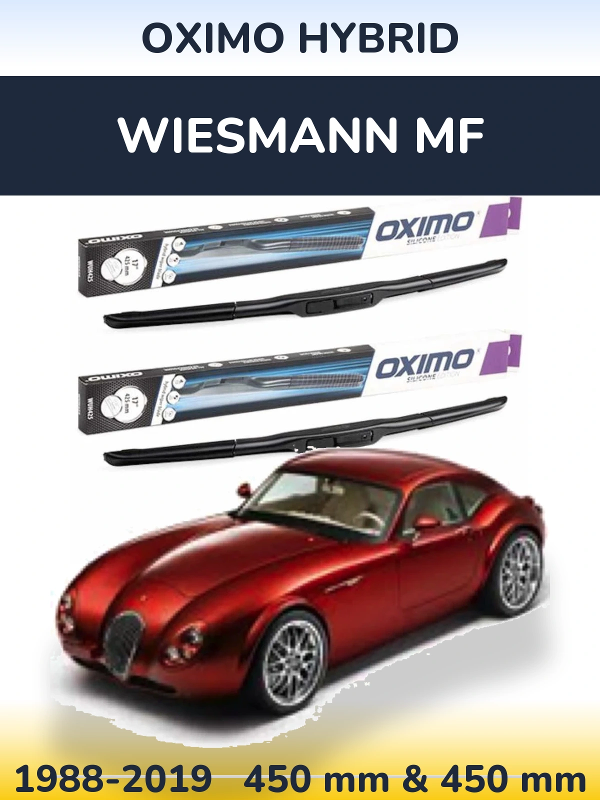 Komplet przednich wycieraczek Oximo Hybrid 450 & 450 mm do Wiesmann MF 1988-2019