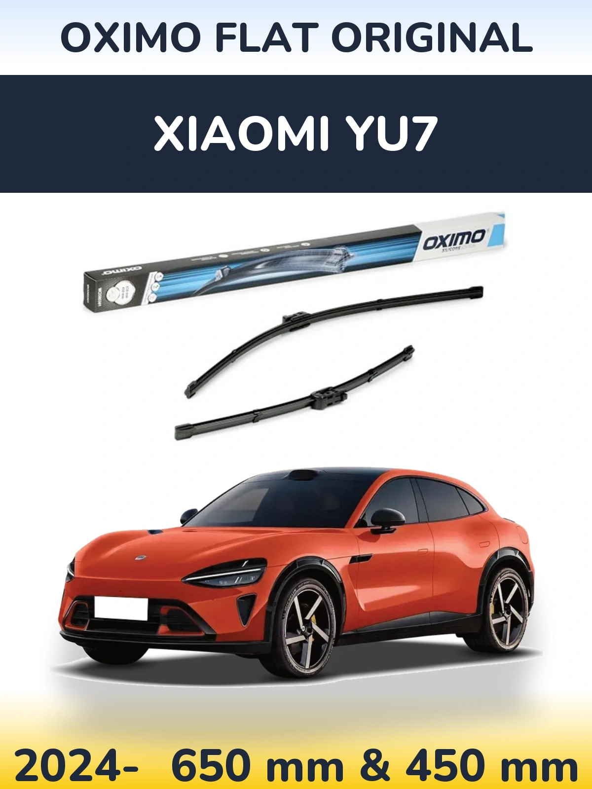 Комплект передних дворников Oximo Flat Original 650 & 450 мм для Xiaomi YU7 2024-2026