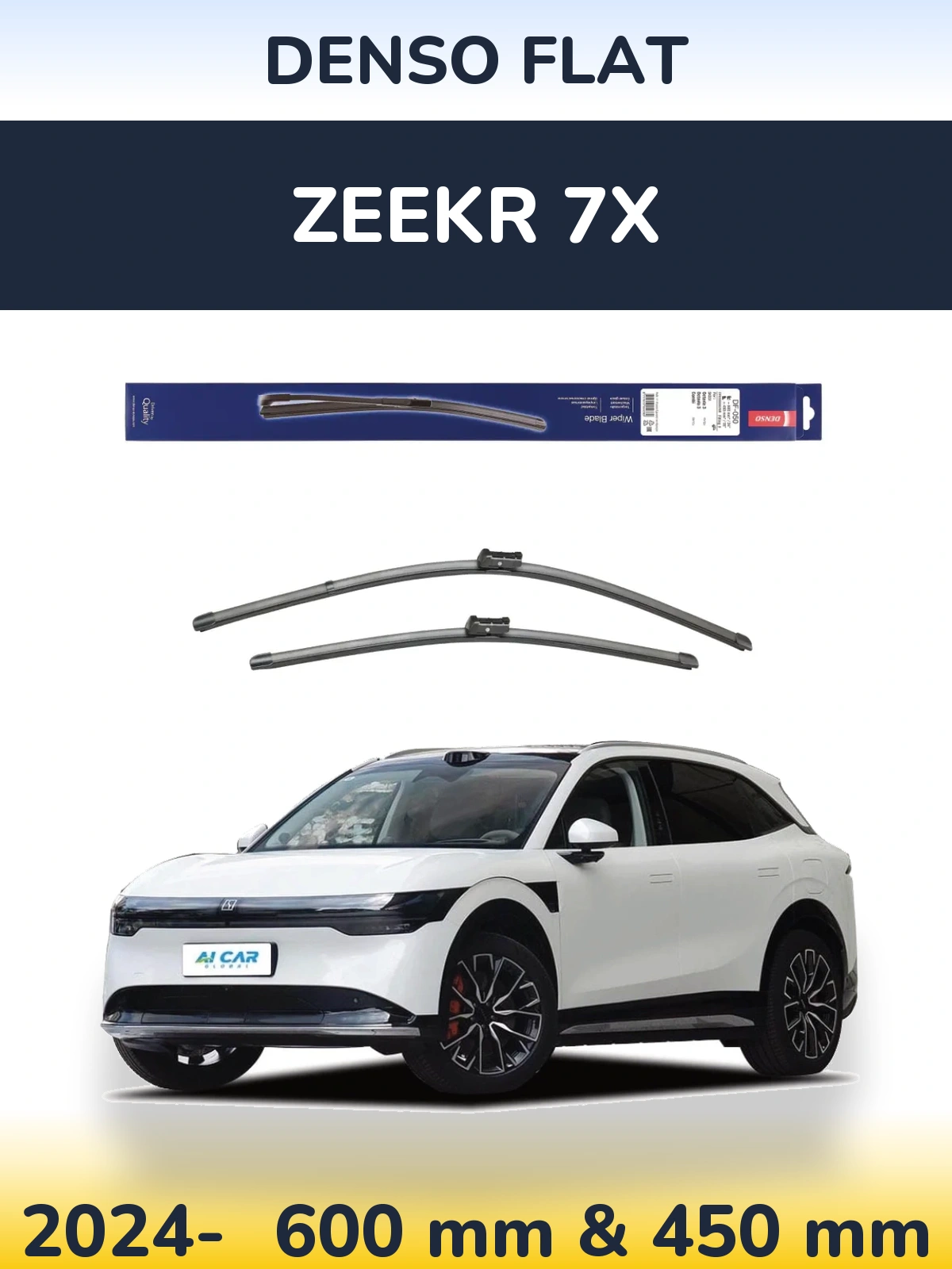 Комплект передних дворников Denso Flat 600 & 450 мм для Zeekr 7X 2024-2026