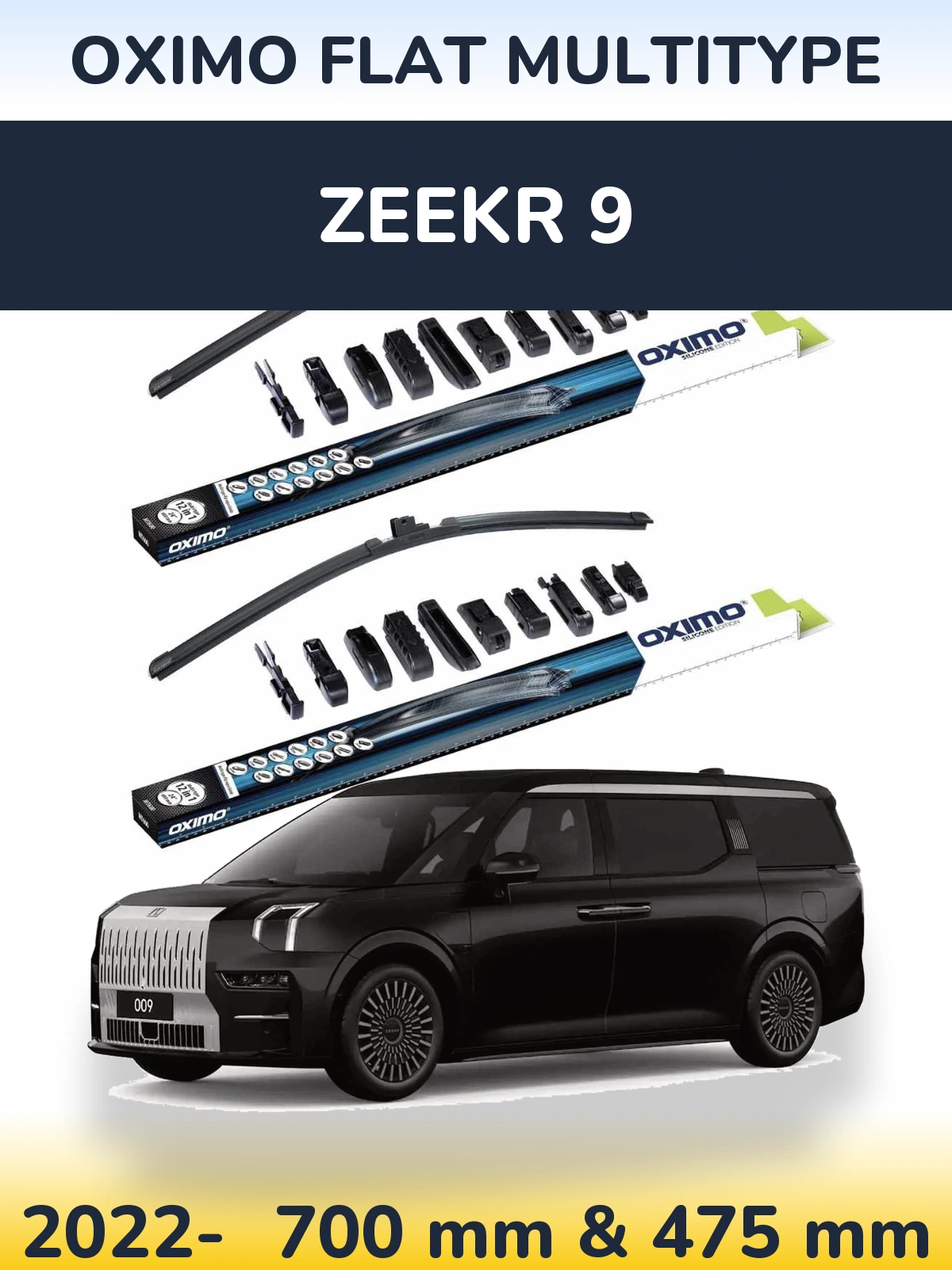 Комплект передніх щіток Oximo Flat MultiТипe 700 & 475 мм для Zeekr 9 2022-2026