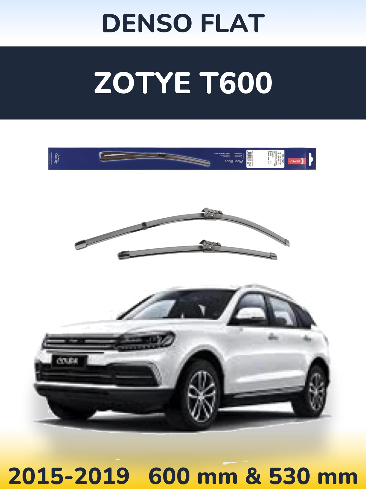 Komplet przednich wycieraczek Denso Flat 580 & 530 mm do Zotye T600 2015-2019