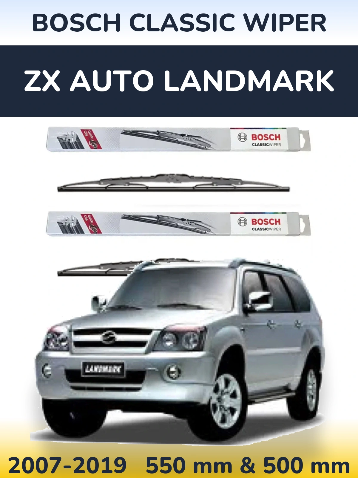 Комплект передних дворников BOSCH Classic Wiper 550 & 500 мм для ZX Auto Landmark 2007-2019
