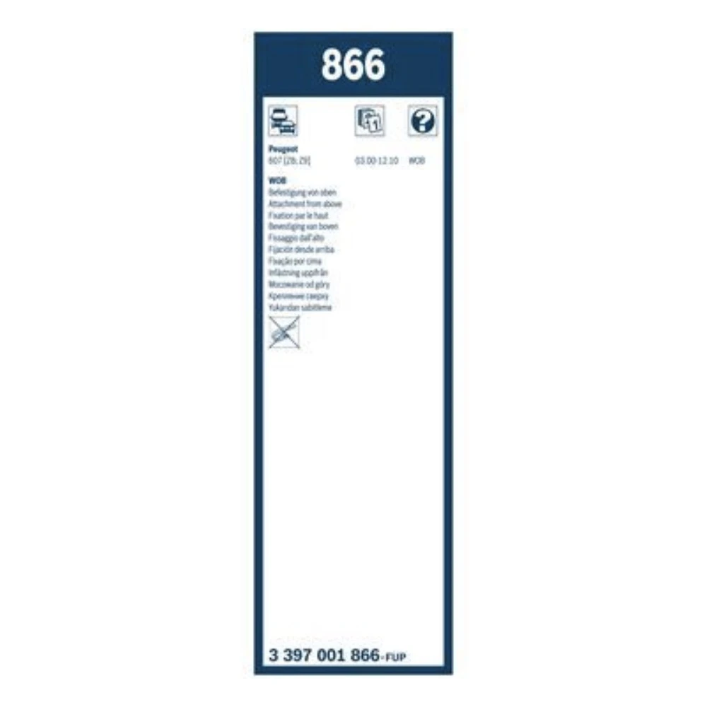 Front wiper blade set BOSCH Twin 650 & 530 mm for Peugeot 607 2000-2009