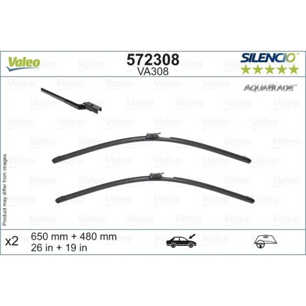 Комплект передніх щіток Valeo Aqua Blade 650 & 475 мм для Volvo XC60 2 2017-2026