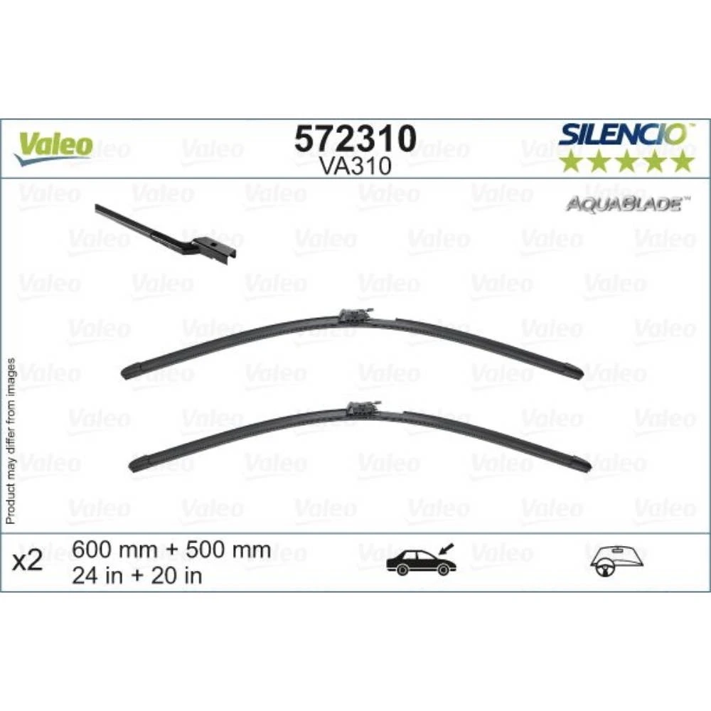 Komplet przednich wycieraczek Valeo Aqua Blade 600 & 500 mm do Volvo V60 Cross Country 2 2018-2026