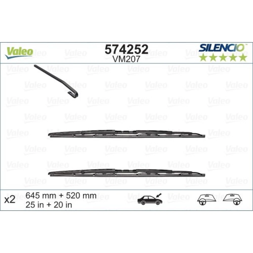 Wycieraczki Valeo Silencio Convertional do Peugeot 607