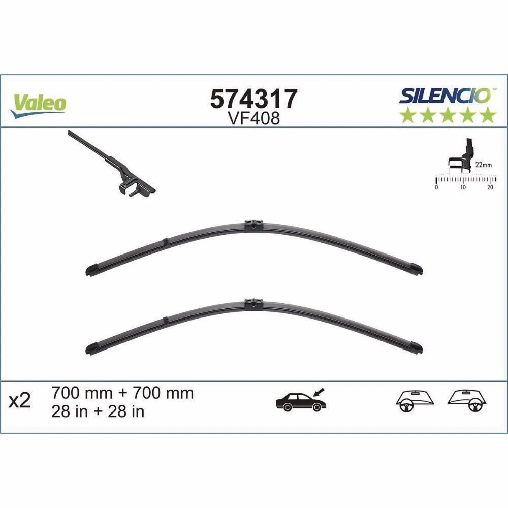 Щітки склоочисника Valeo Silencio Flat для Volkswagen Golf Plus