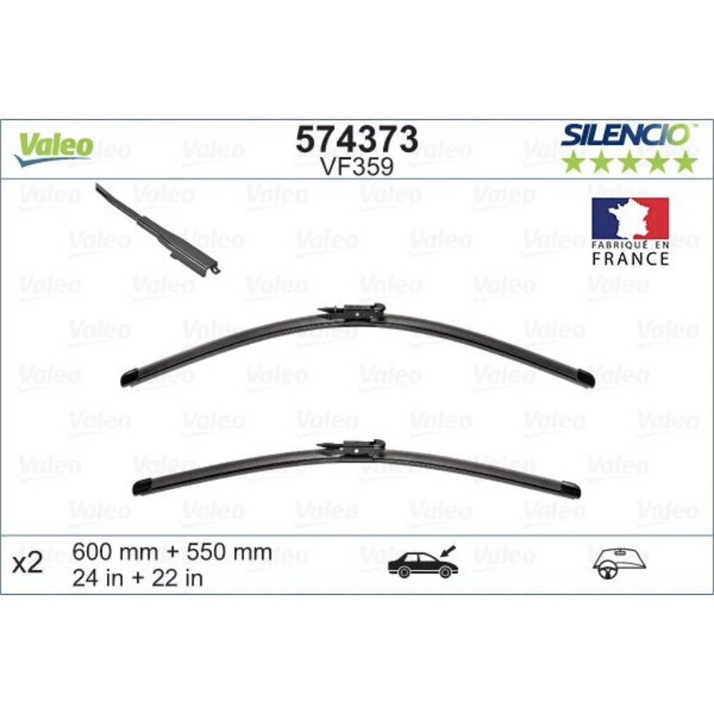 Komplet przednich wycieraczek Valeo Silencio Flat 600 & 550 mm do Great Wall Voleex C50 2012-2019