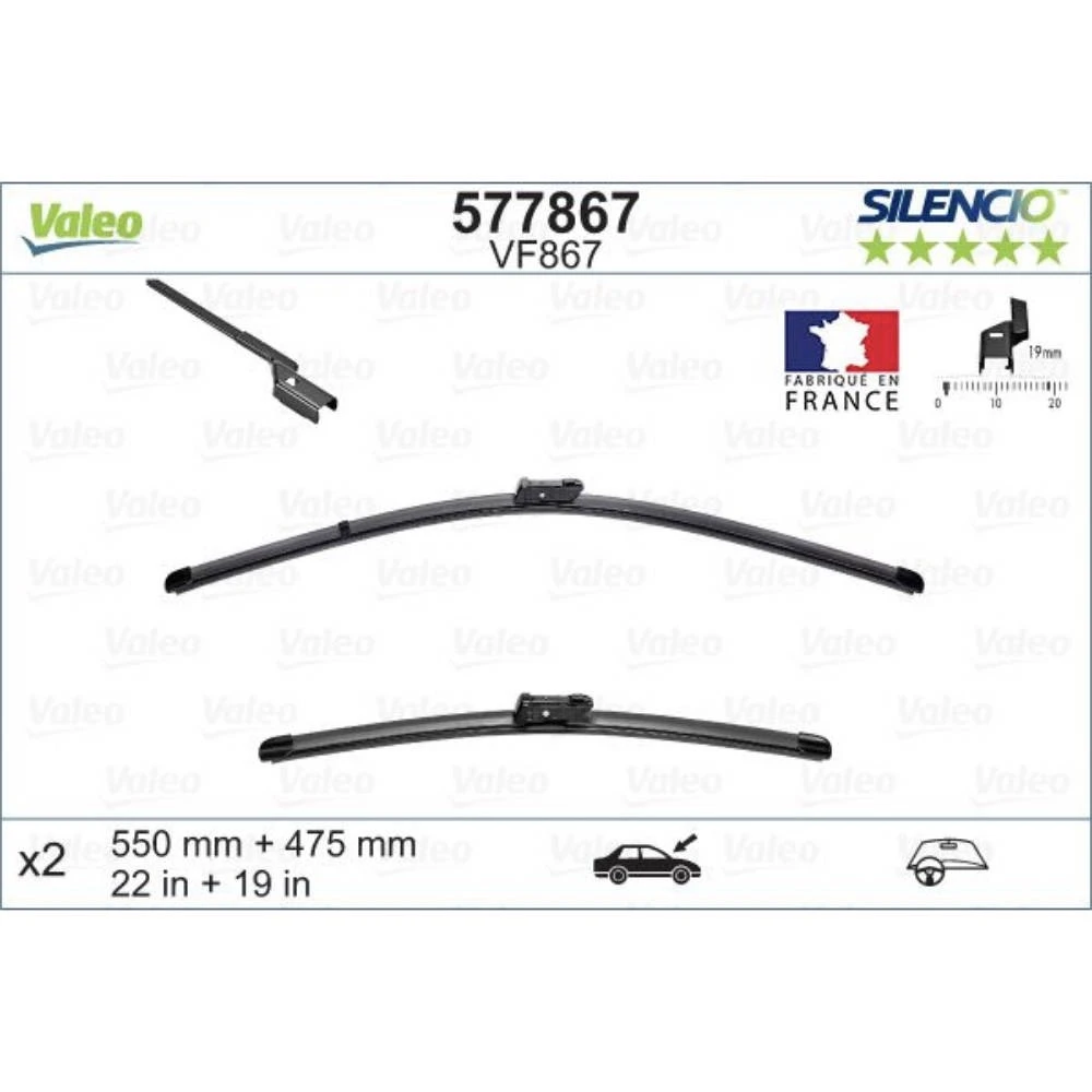 Комплект передніх щіток Valeo Silencio Flat 550 & 475 мм для Mercedes GLK 2014-2015