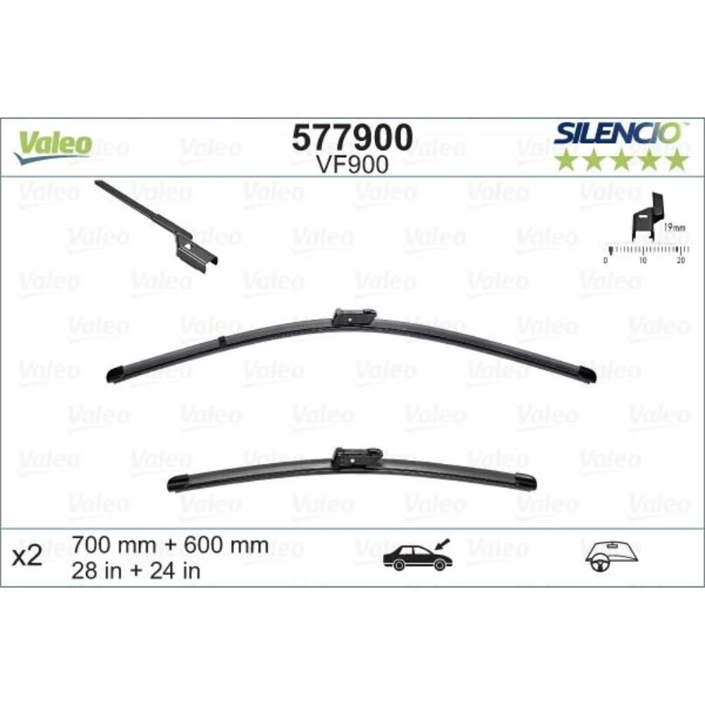 Комплект передніх щіток Valeo Silencio Flat 700 & 600 мм для Lamborghini Aventador 2011-2022