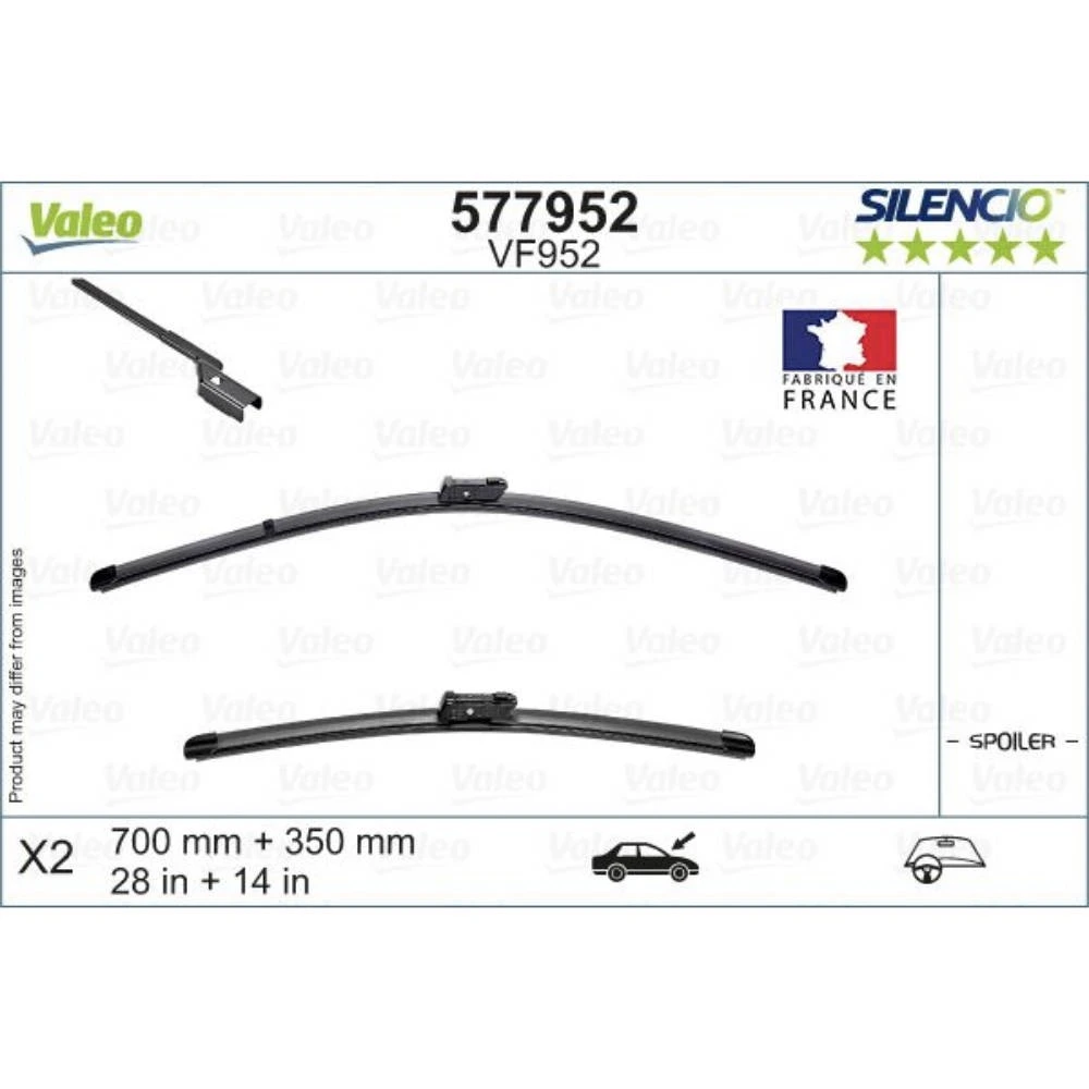 Front wiper blade set Valeo Silencio Flat 700 & 350 mm for Renault Captur 2019-2026