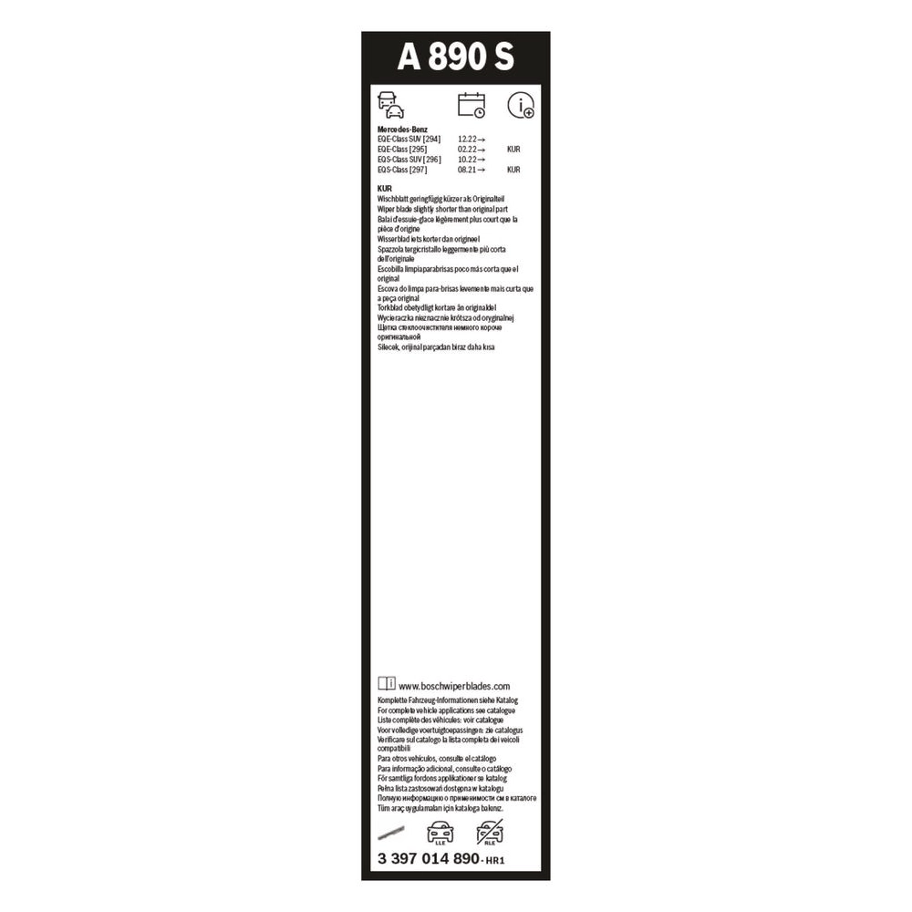 Front wiper blade set BOSCH AeroTwin 650 & 500 mm for Mercedes EQE 2022-2026