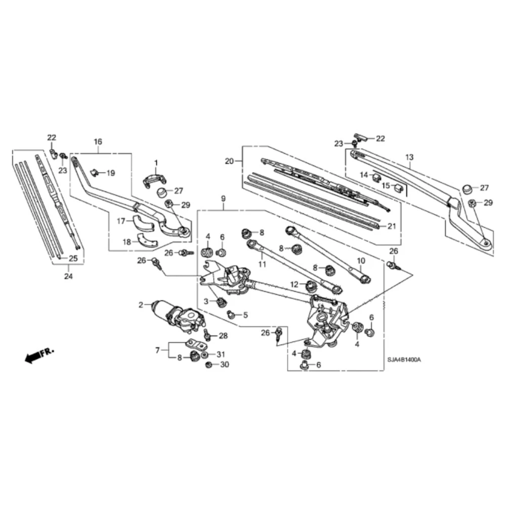 Komplet przednich wycieraczek Acura OEM Acura Original 700 & 475 mm do Acura RL 2004-2008