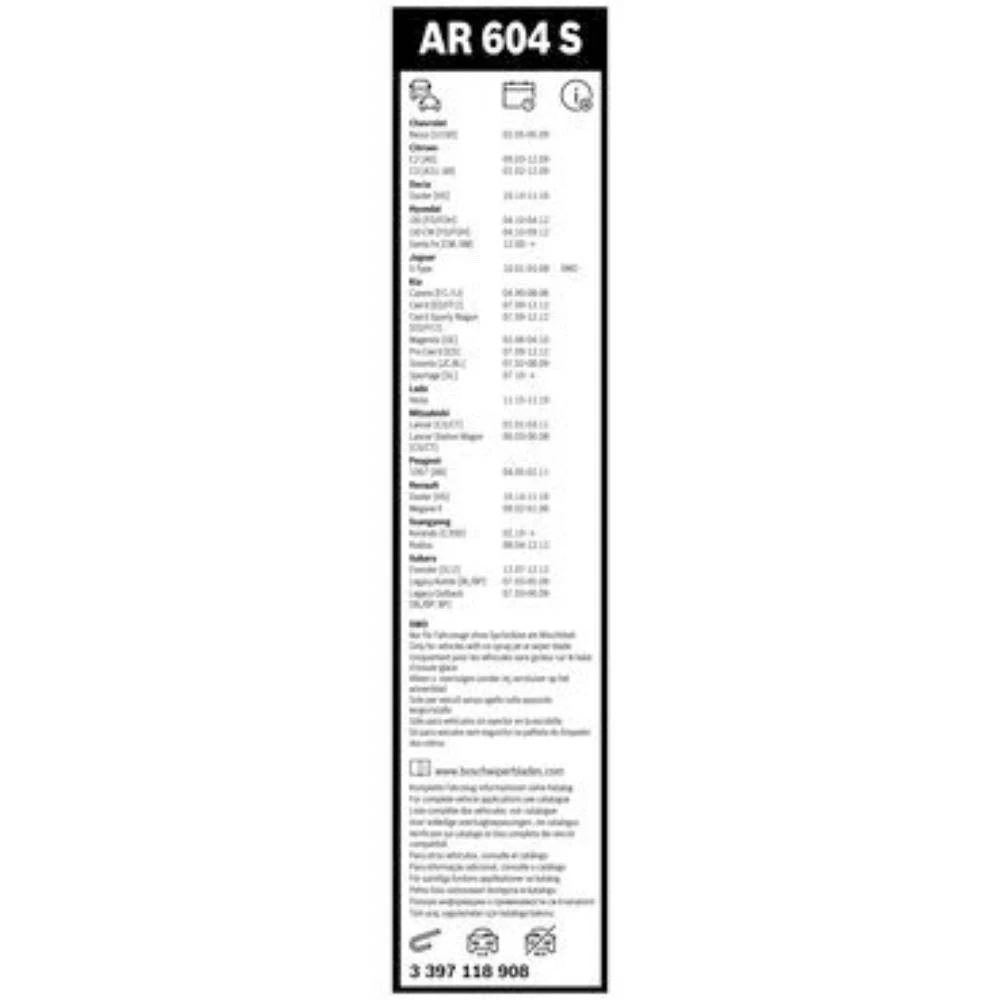 Komplet przednich wycieraczek BOSCH AeroTwin 600 & 450 mm do Peugeot 1007 2005-2011