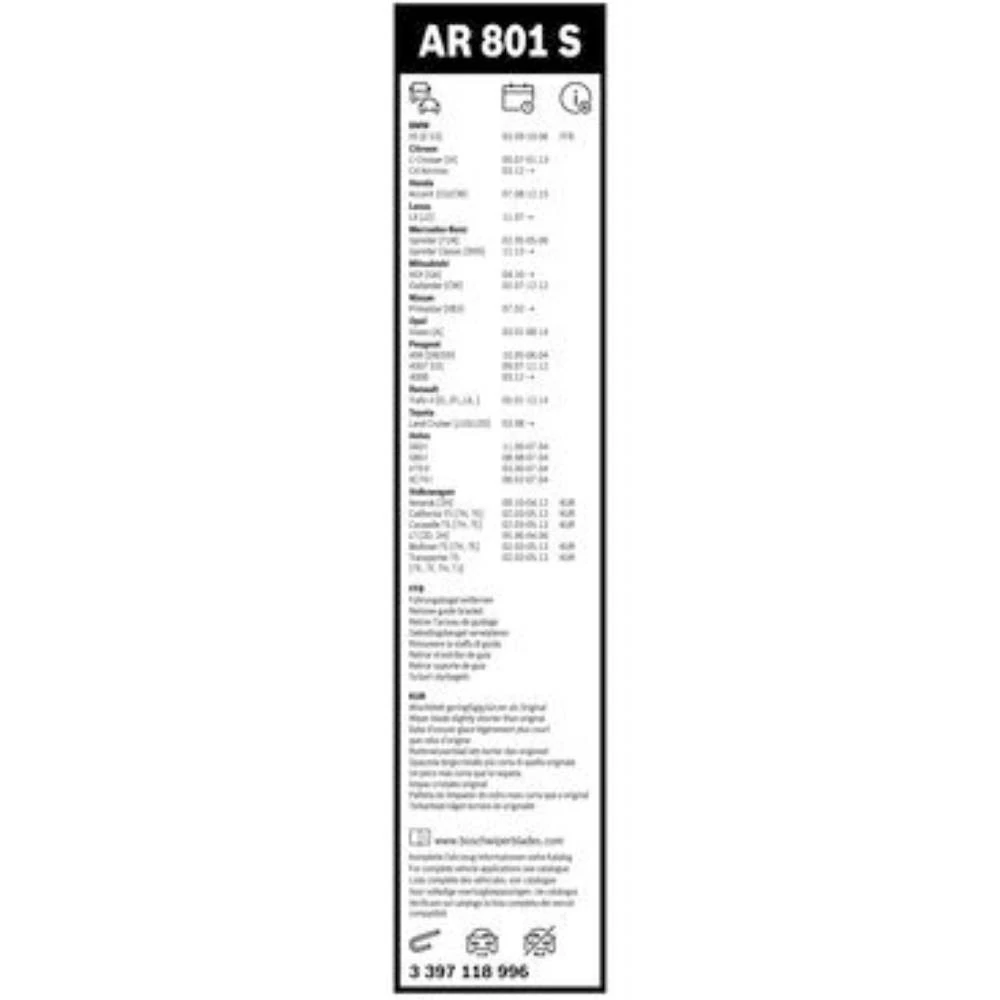 Komplet przednich wycieraczek BOSCH AeroTwin 600 & 530 mm do Peugeot 4007 2007-2012