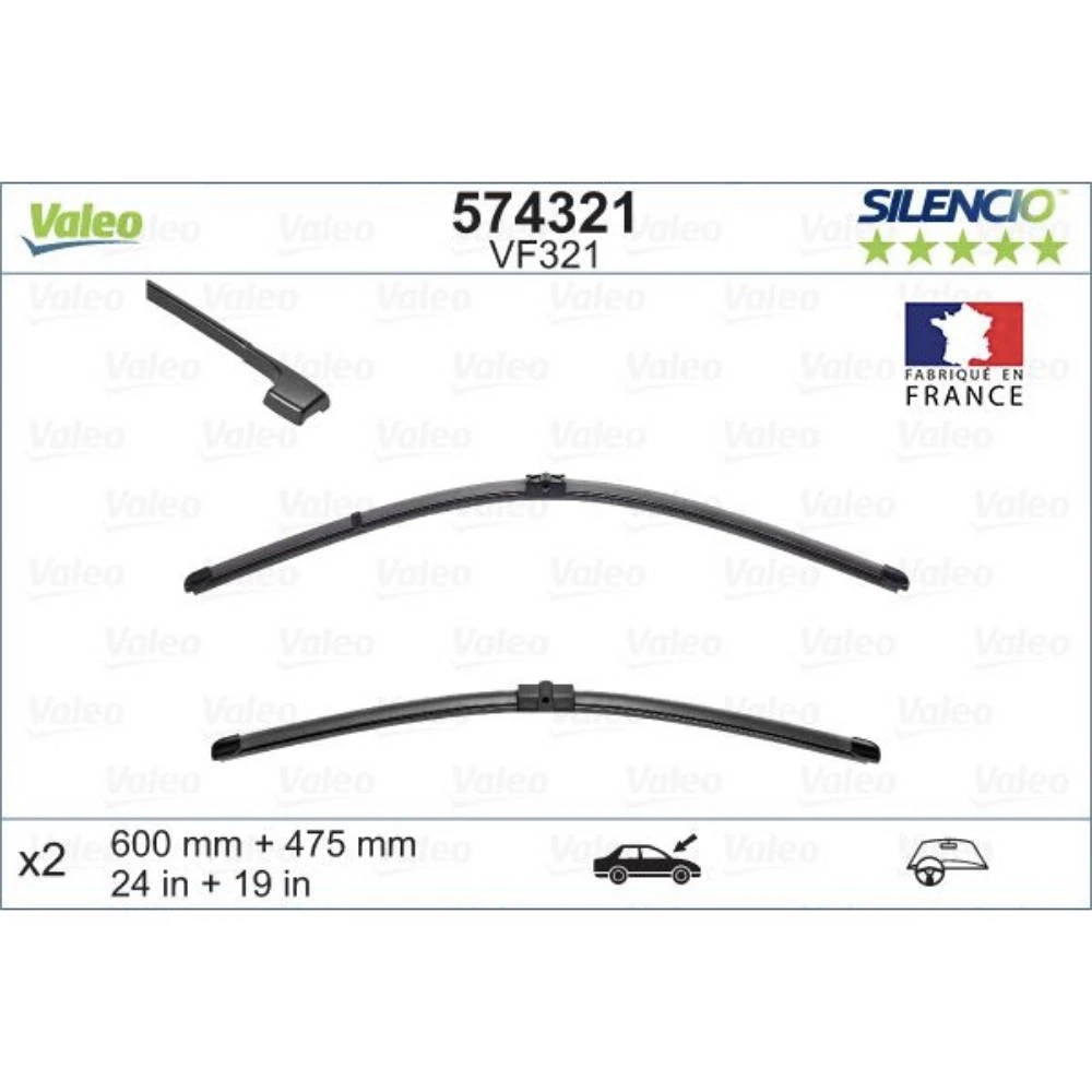 Комплект передних дворников Valeo Silencio Flat 600 & 475 мм для BMW 3 Series Touring 2005-2009
