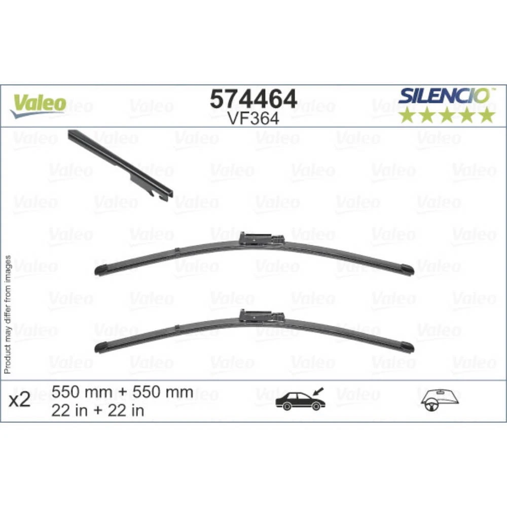 Комплект передних дворников Valeo Silencio Flat 550 & 550 мм для Audi R8 1 2007-2015
