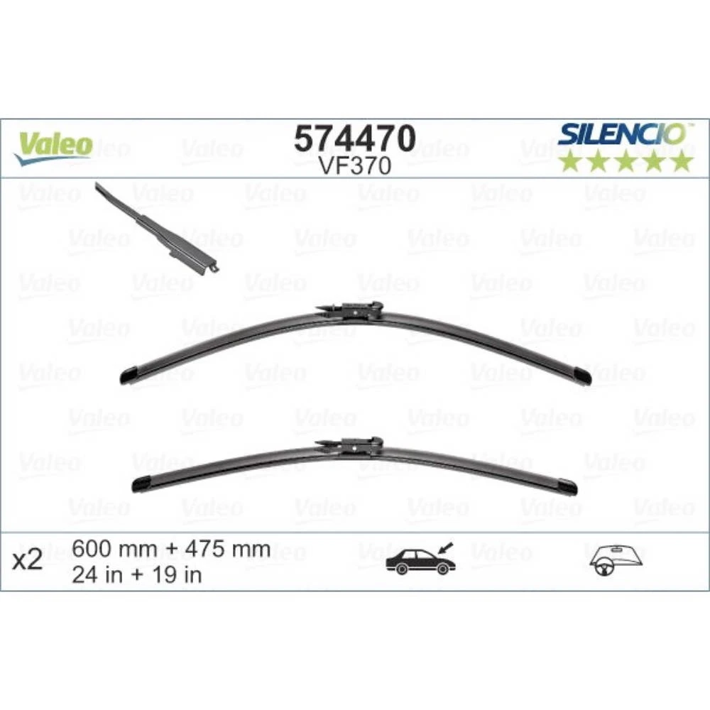 Komplet przednich wycieraczek Valeo Silencio Flat 600 & 475 mm do BMW Seria 3 Touring 2012-2019