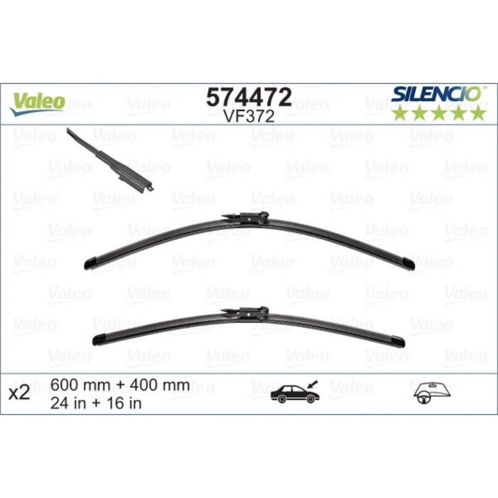 Komplet przednich wycieraczek Valeo Silencio Flat 600 & 400 mm do Alpina B3 | D3 2009-2013