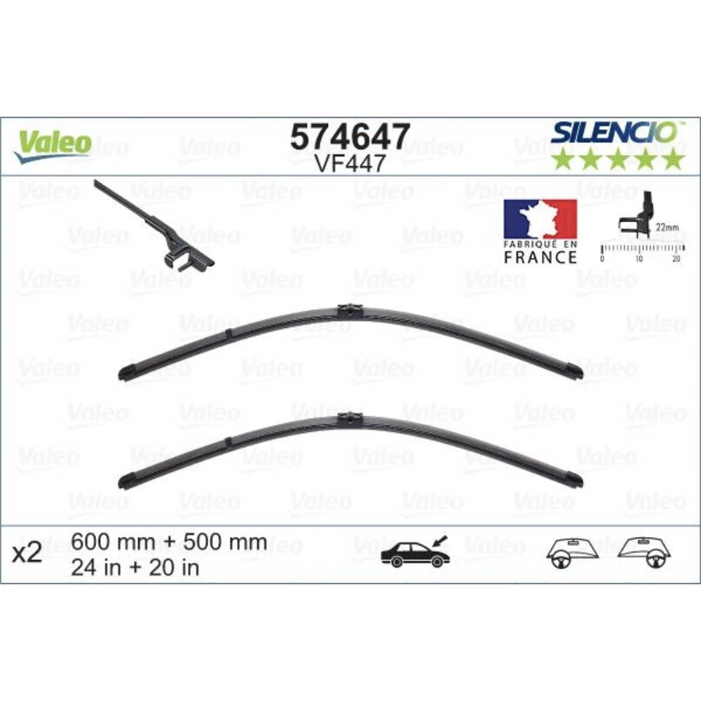 Wiper blades Valeo Silencio Flat for Ford Taurus