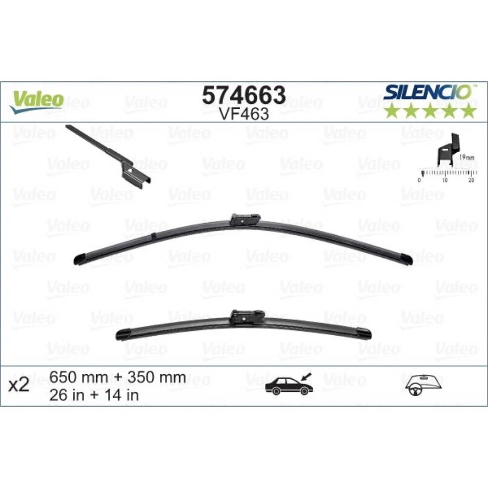 Komplet przednich wycieraczek Valeo Silencio Flat 650 & 350 mm do Chevrolet Tracker | Trax 3 2021-2024