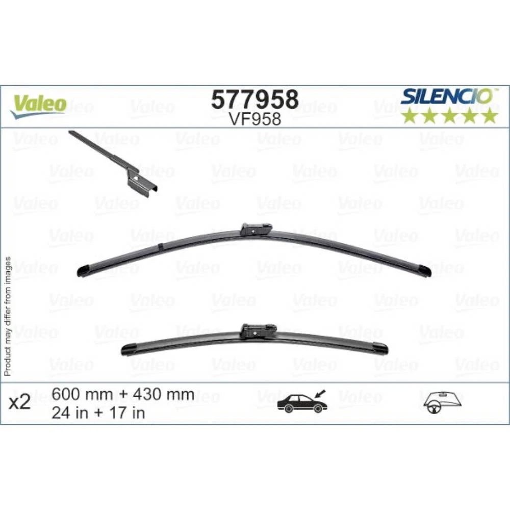 Komplet przednich wycieraczek Valeo Silencio Flat 600 & 430 mm do Chevrolet Equinox USA 2 2009-2017